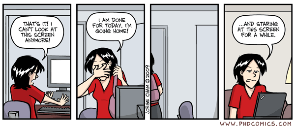 The real reason behind why I am re-instating four-day work weeks. Comic strip from PhDComics.com